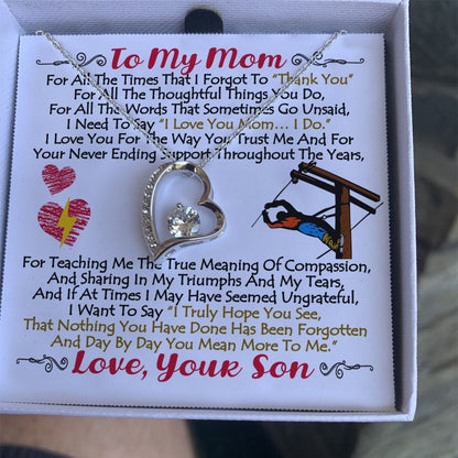 Son Giving Mom Forever Love Necklace You Mean More To Me