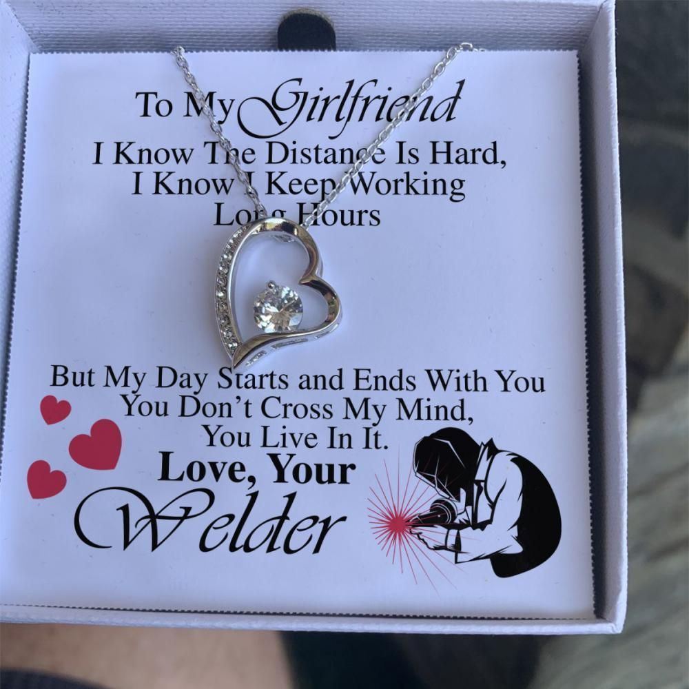 Welder Giving Girlfriend You Don't Cross My Mind Forever Love Necklace