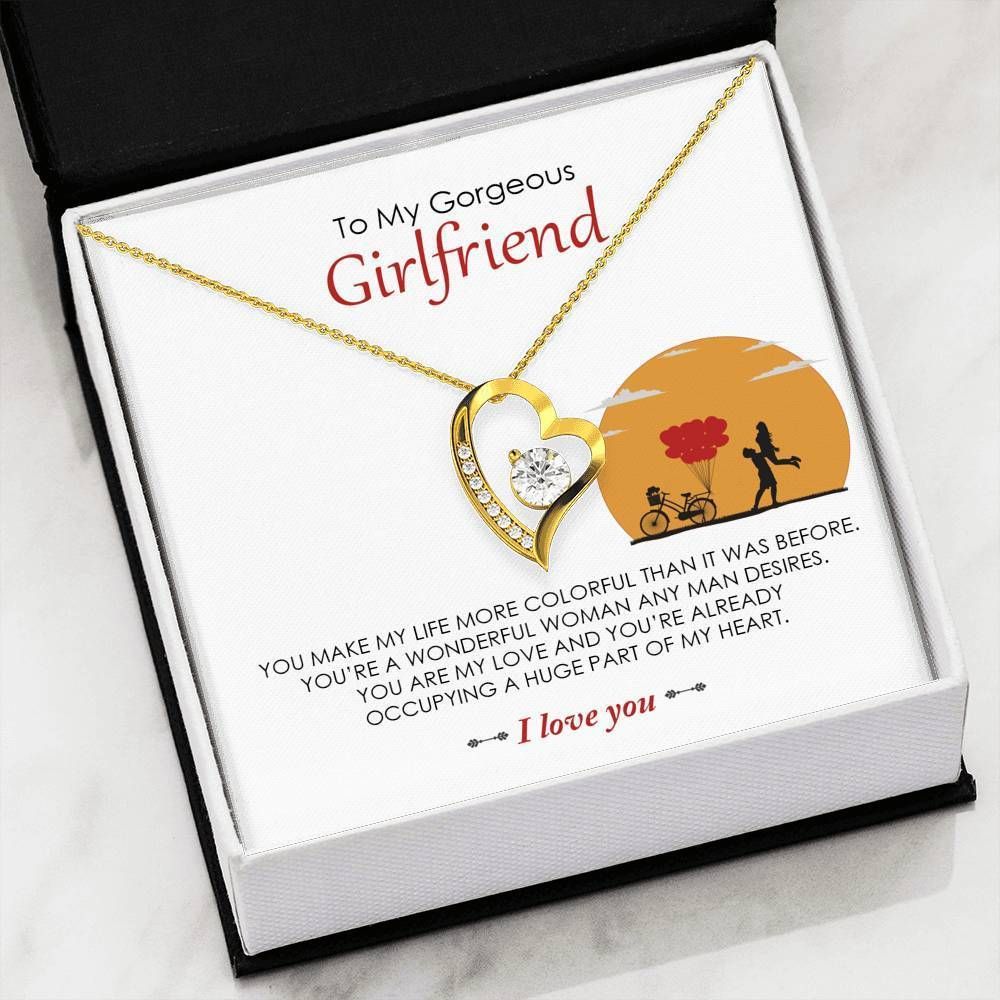 To My Gorgeous Girlfriend I Love You Forever Love Necklace