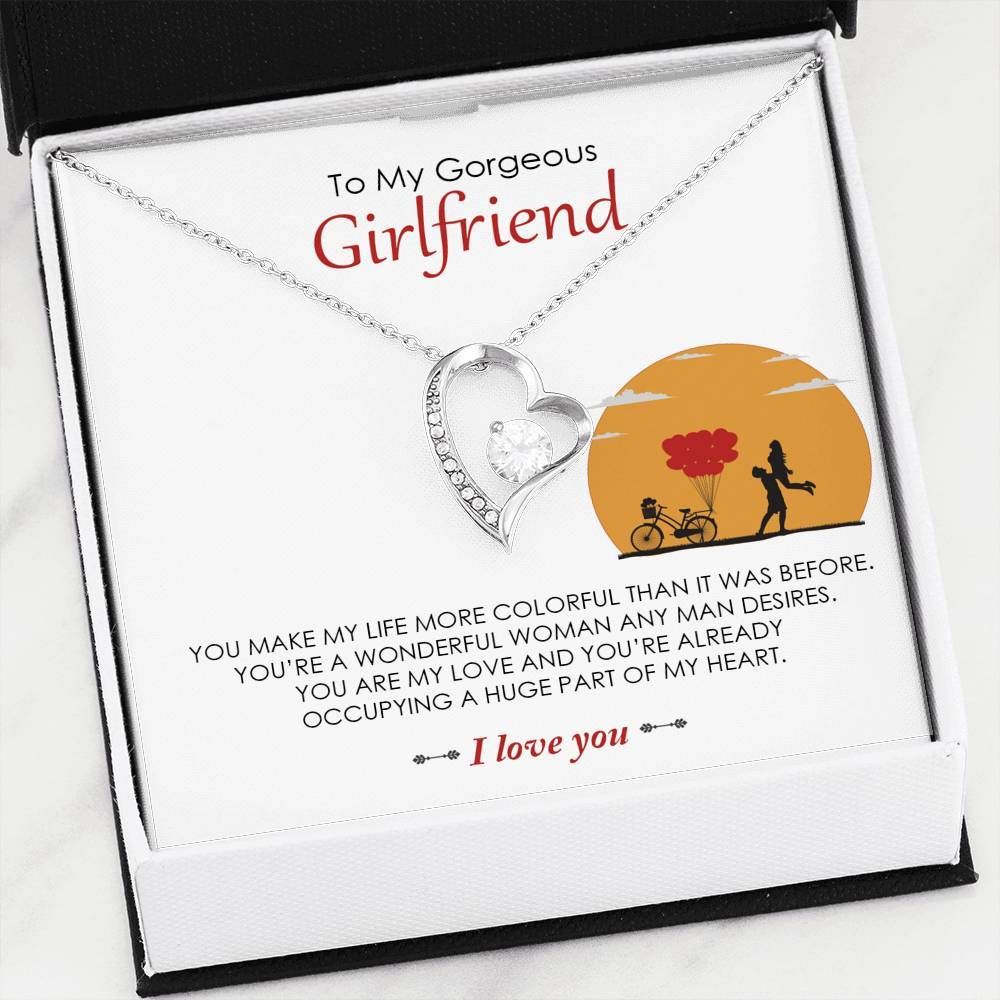 To My Gorgeous Girlfriend I Love You Forever Love Necklace