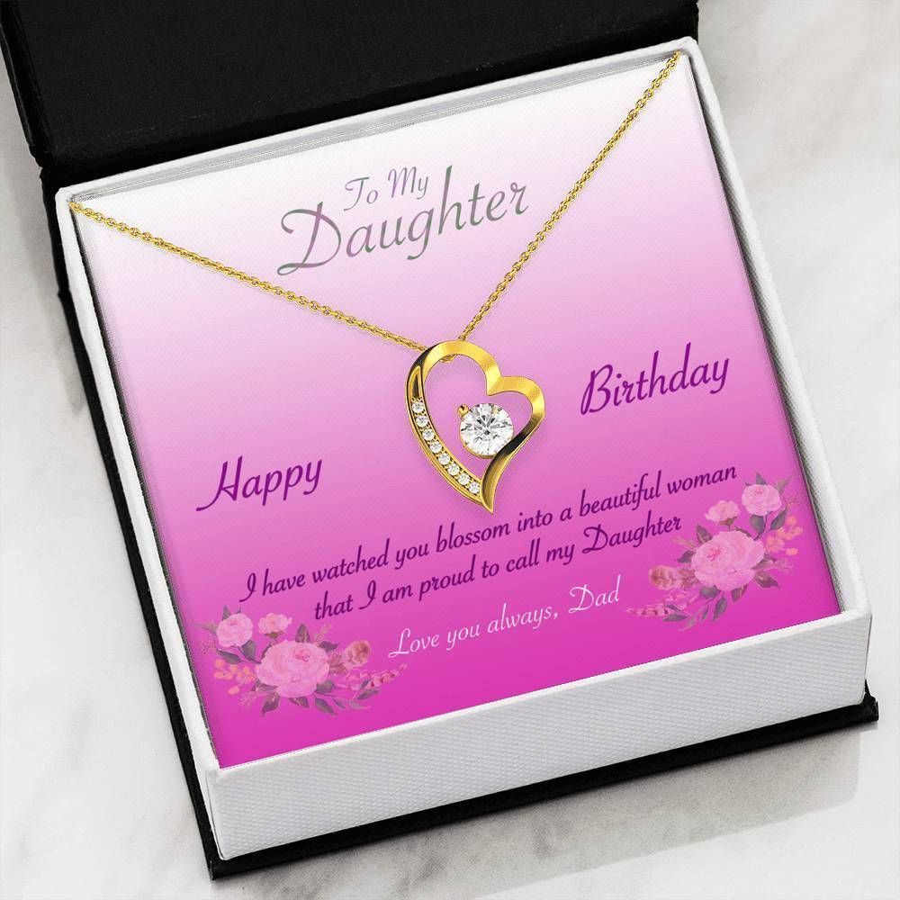 Happy Birthday Message Card Forever Love Necklace Gift For Daughter