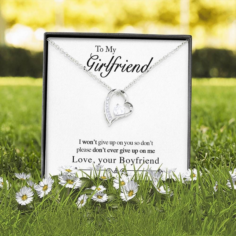 To My Girlfriend I Won't Give Up On You Forever Love Necklace Gifts For Her