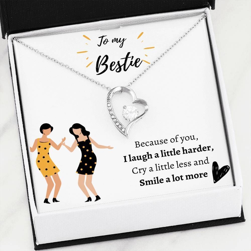 Because Of You I Smile A Lot More Forever Love Necklace For Bestie