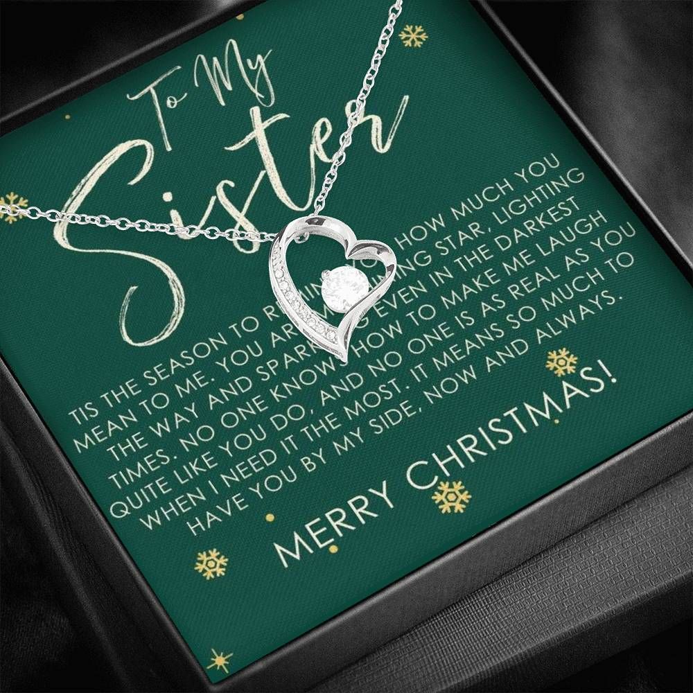 To My Sister Merry Christmas Message Card Forever Love Necklace