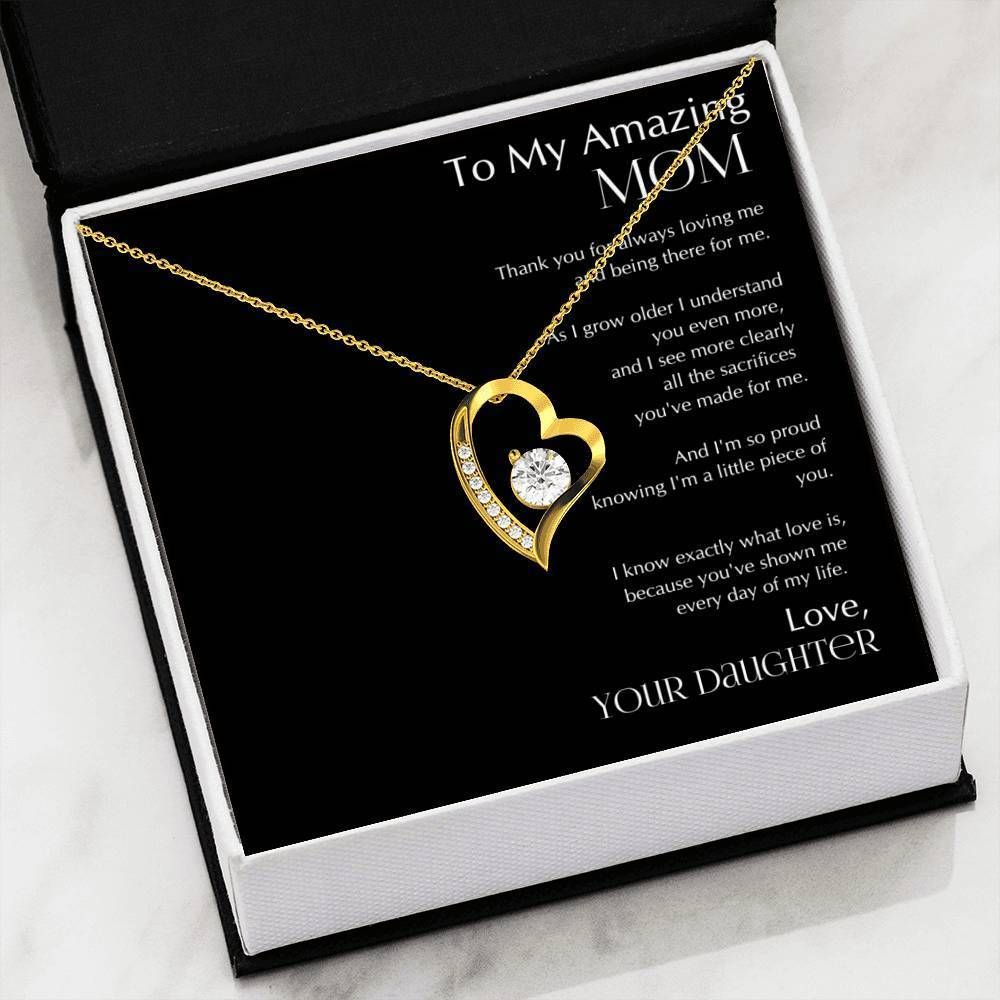 Thanks For Always Loving Me Daughter Giving Mom Black Forever Love Necklace