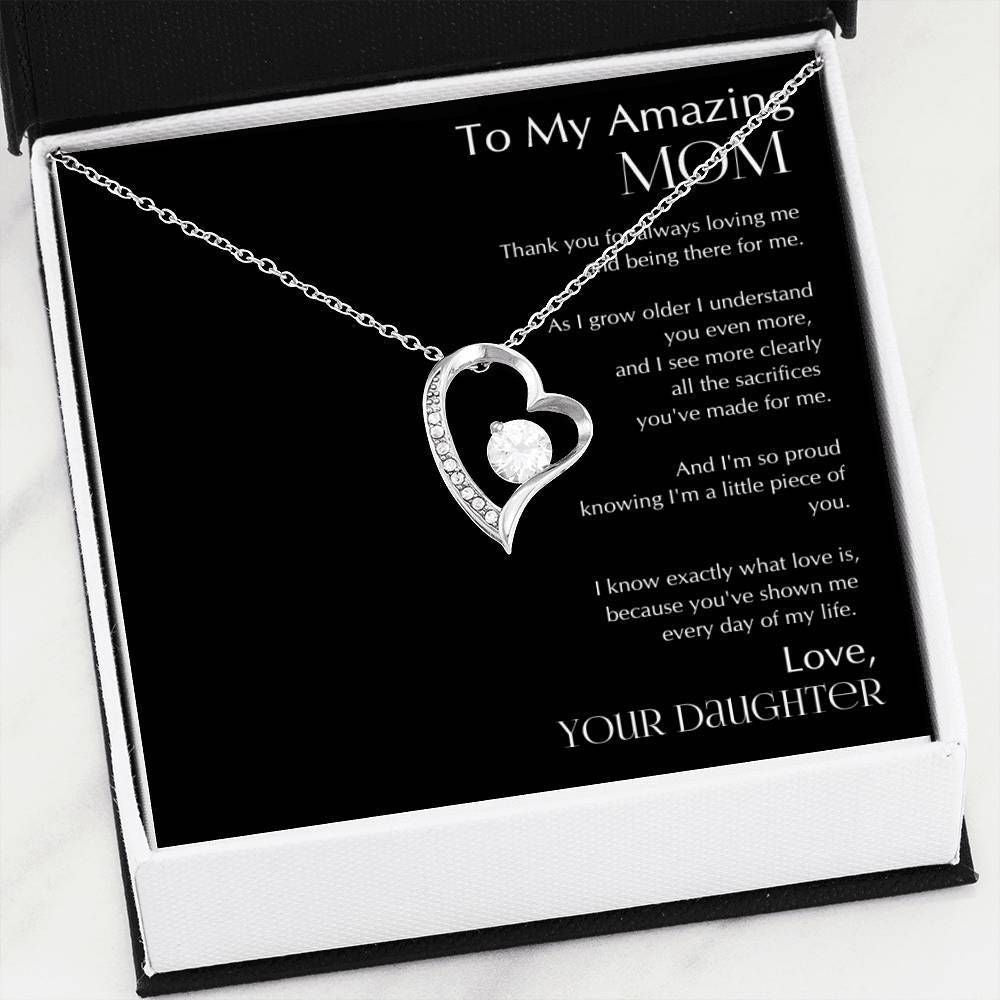 Thanks For Always Loving Me Daughter Giving Mom Black Forever Love Necklace