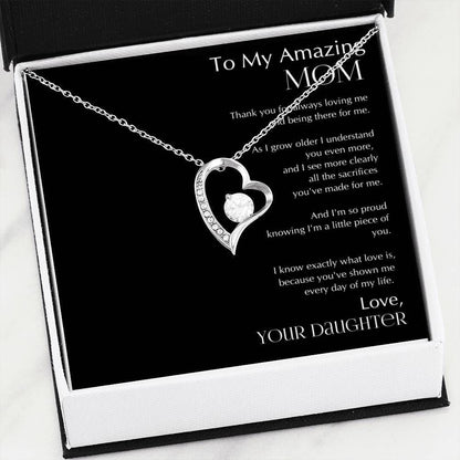 Thanks For Always Loving Me Daughter Giving Mom Black Forever Love Necklace