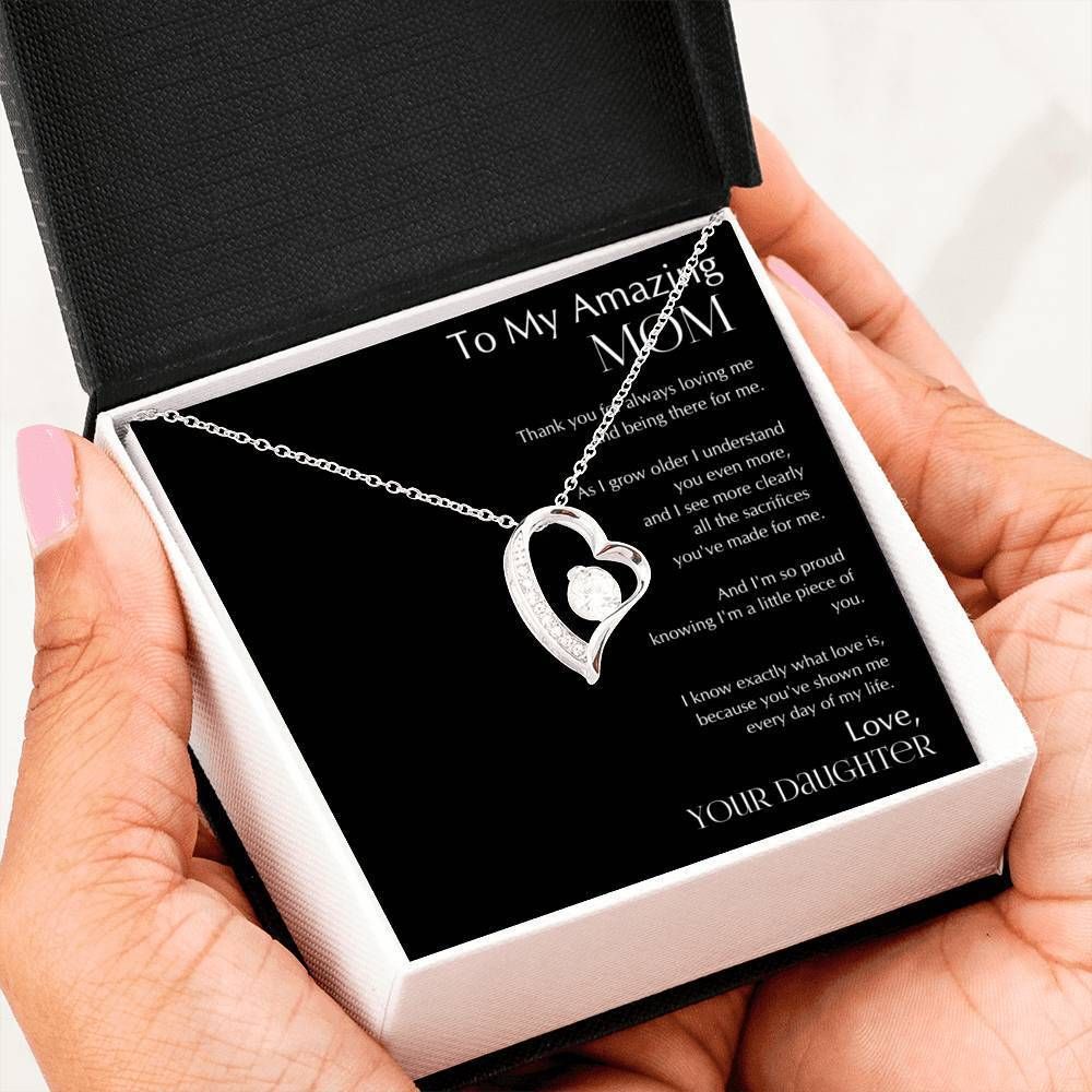 Thanks For Always Loving Me Daughter Giving Mom Black Forever Love Necklace