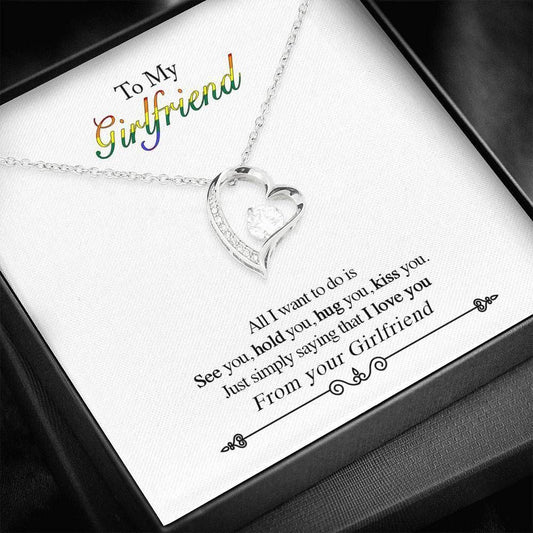 To My Girlfriend All I Want To Do Is Hug You Forever Love Necklace