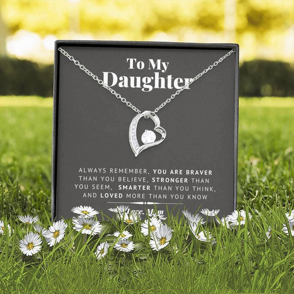 Mom Giving Daughter Loved More Than You Know Forever Love Necklace