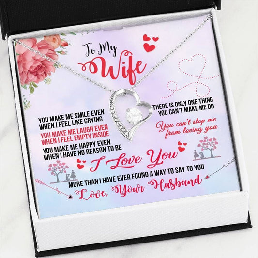 You Make Me Happy Husband Giving Wife Forever Love Necklace