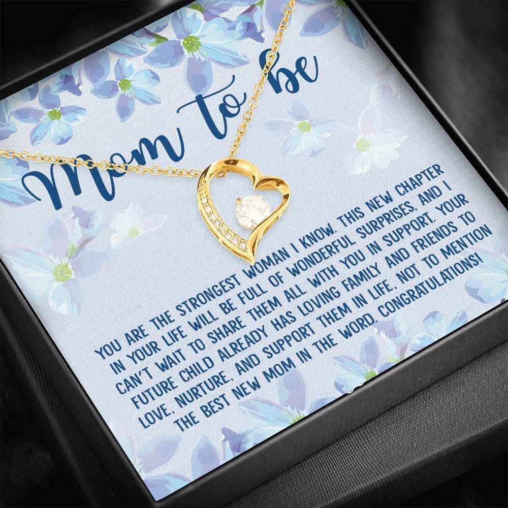 Mom To Be Gift New Mommy 18K Gold Forever Love Necklace