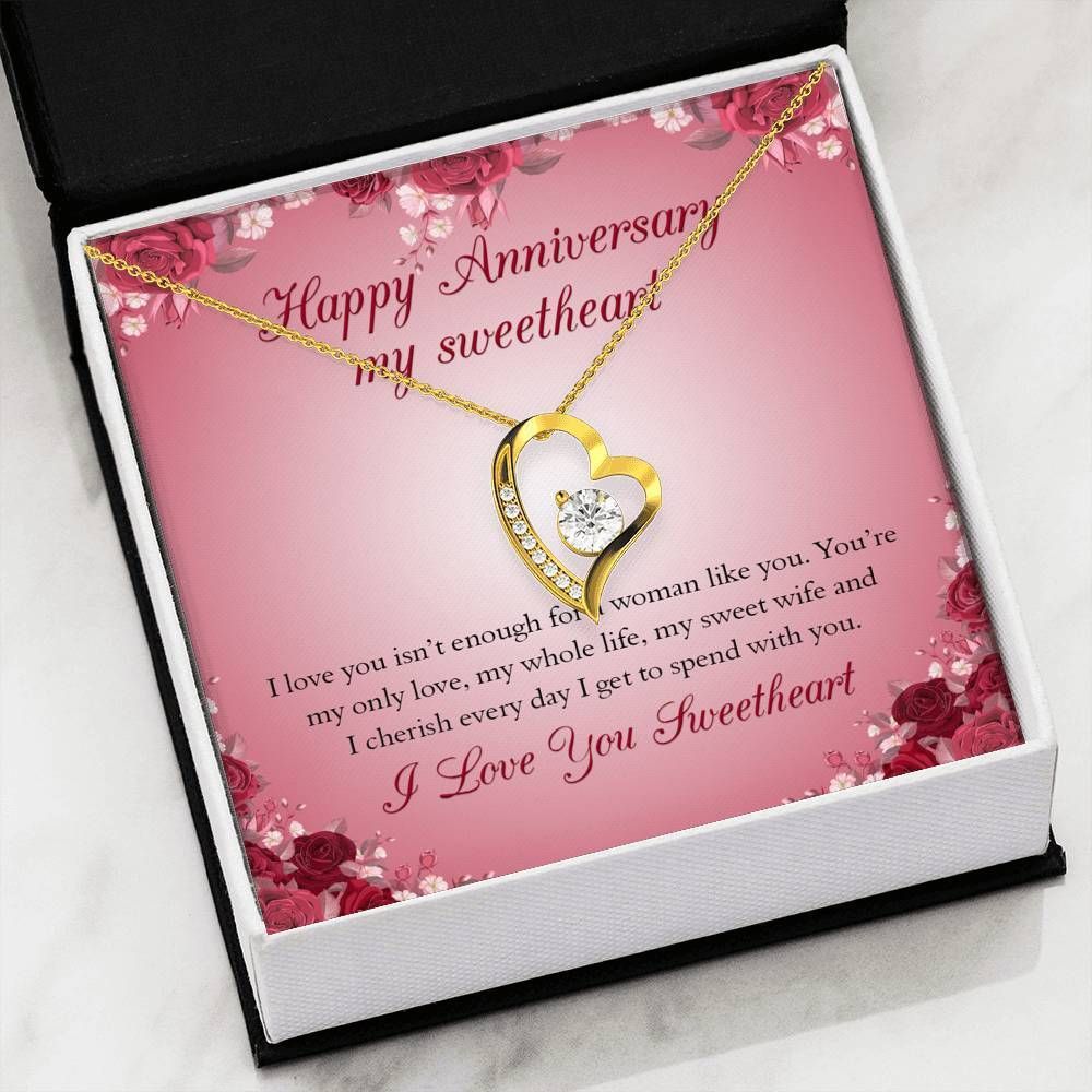 Happy Anniversary Message Card Forever Love Necklace Gift For Sweetheart