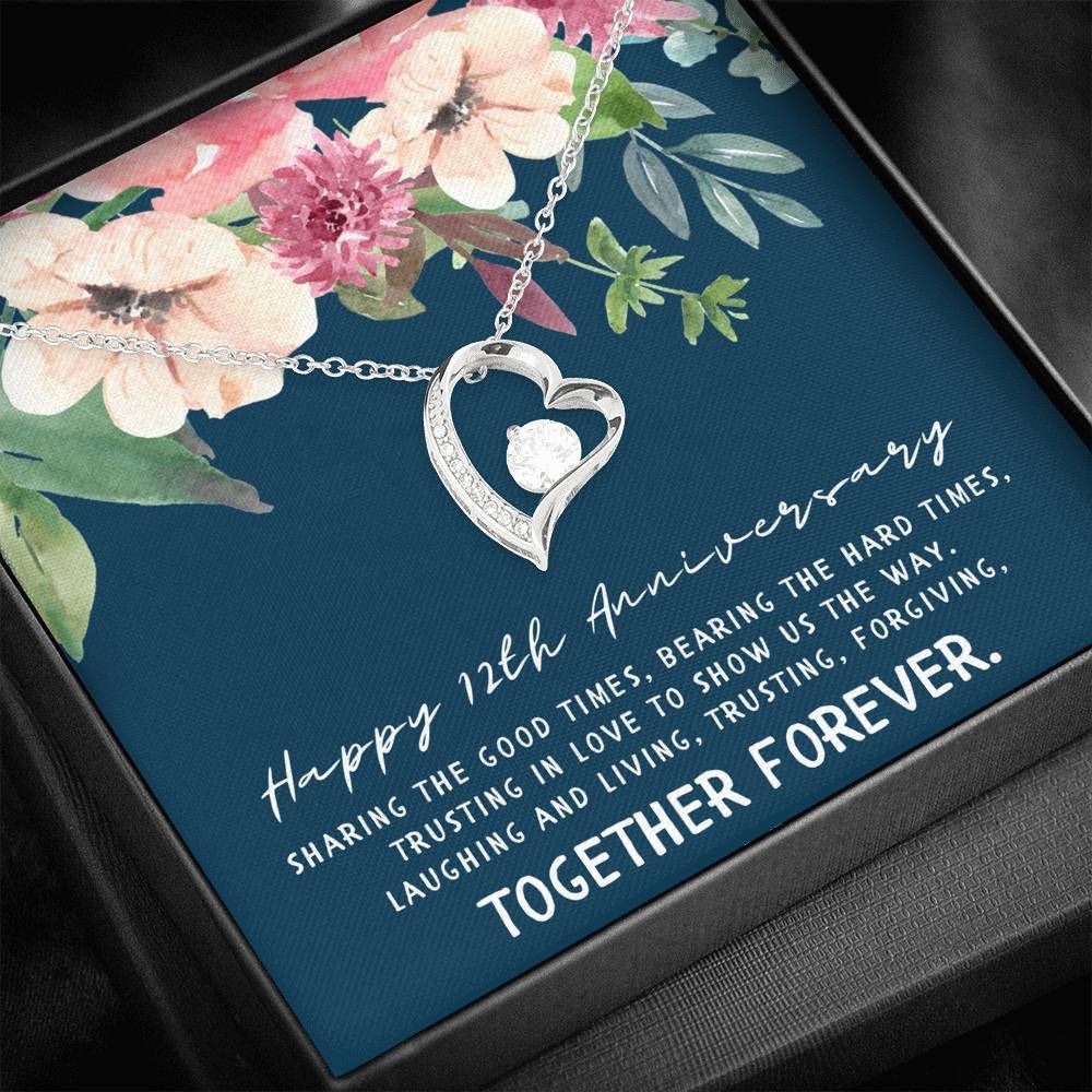 Happy 12th Anniversary Together Forever Love Necklace For Sister