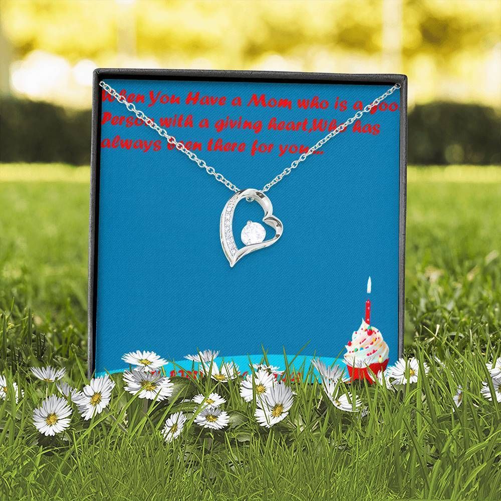 Happy Birthday To Mother Small Cake With Candle Forever Love Necklace