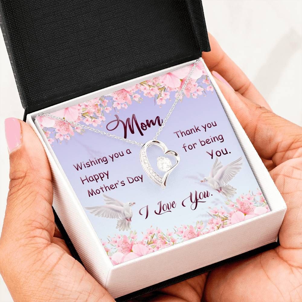 Wishing You A Happy Mother's Day Forever Love Necklace Gift For Mom