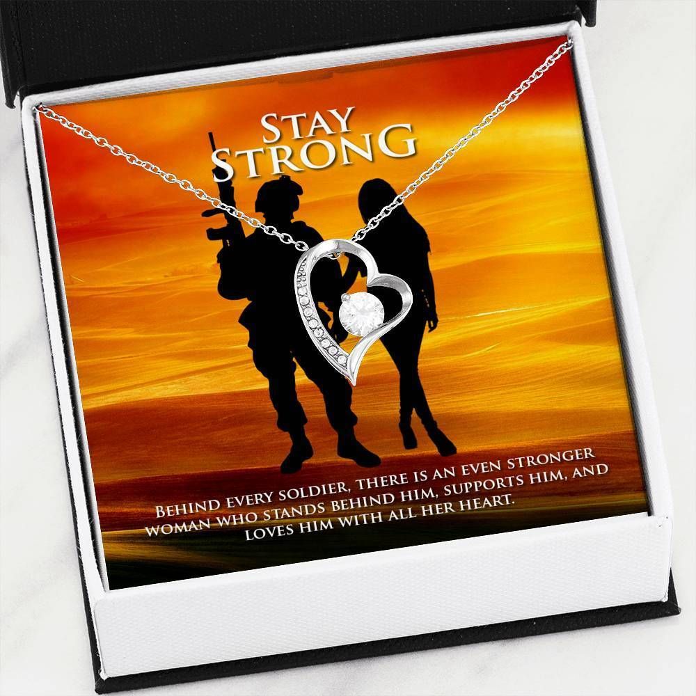 Stay Strong Forever Love Necklace For Soldier Husband