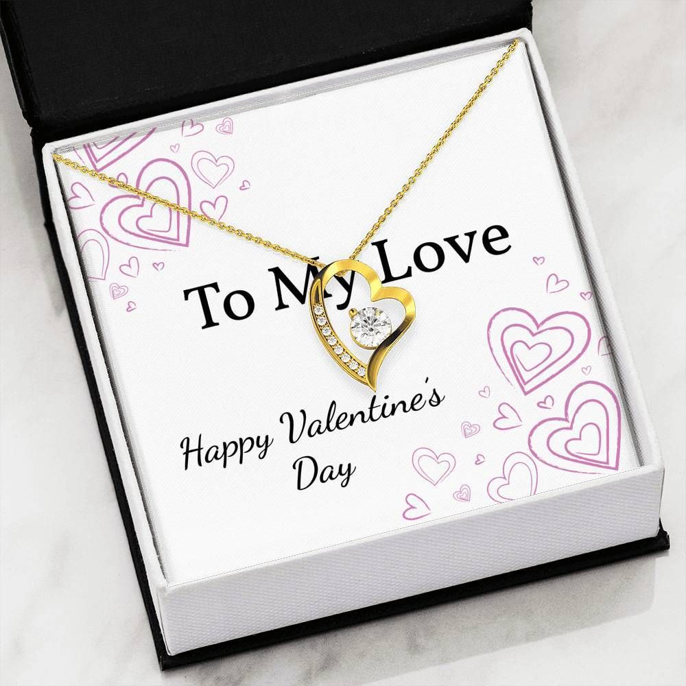 Valentines Day Pink Heart Design Forever Love Necklace Gift For Wife