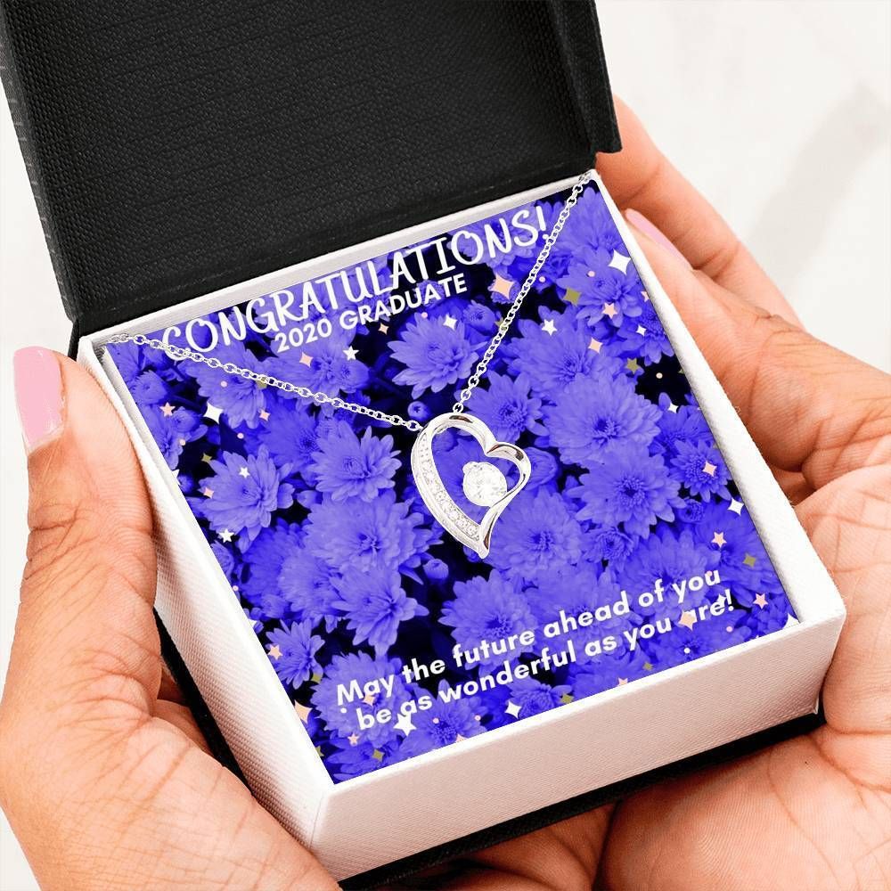 Congratulations 2020 Graduate Purple Flower Forever Love Necklace Gift For Women