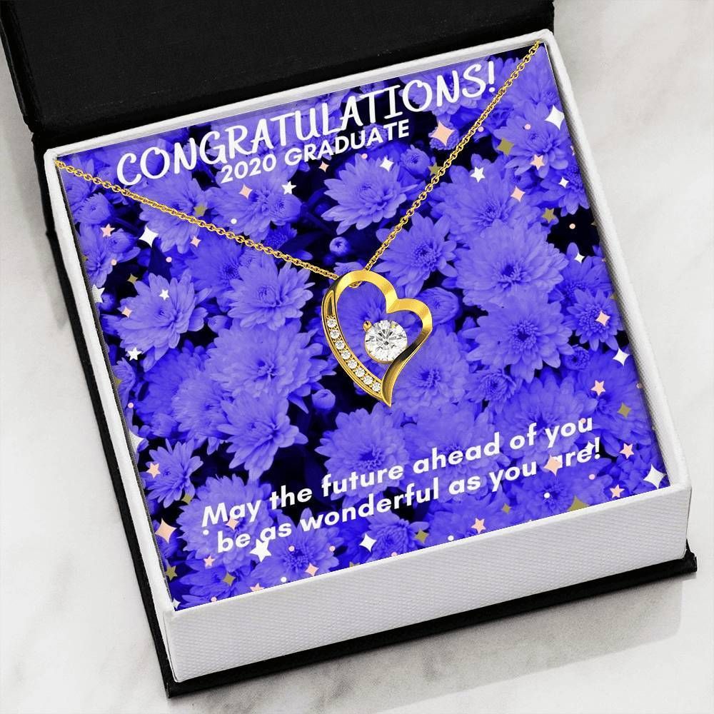 Congratulations 2020 Graduate Purple Flower Forever Love Necklace Gift For Women