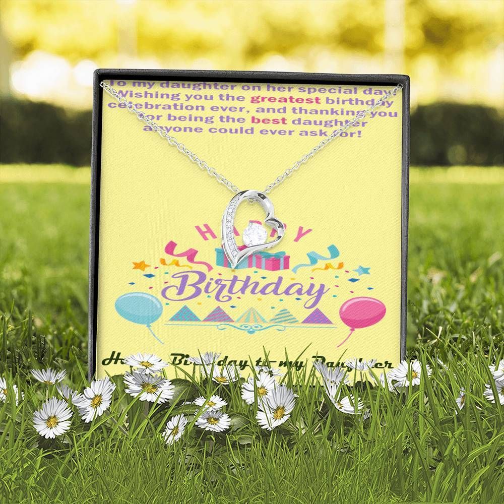 Happy Birthday Loving Message Card Forever Love Necklace For Daughter