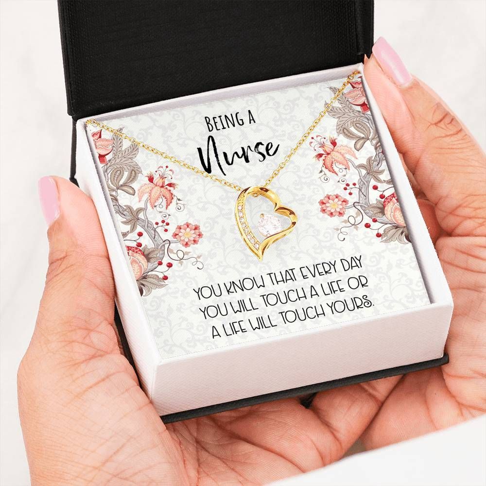 Being A Nurse Forever Love Necklace Gift For Women Card