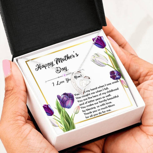 Happy Mother's Day Purple Tulip Forever Love Necklace For Women