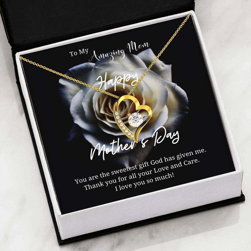 Thank For All You Do White Rose Forever Love Necklace For Mom