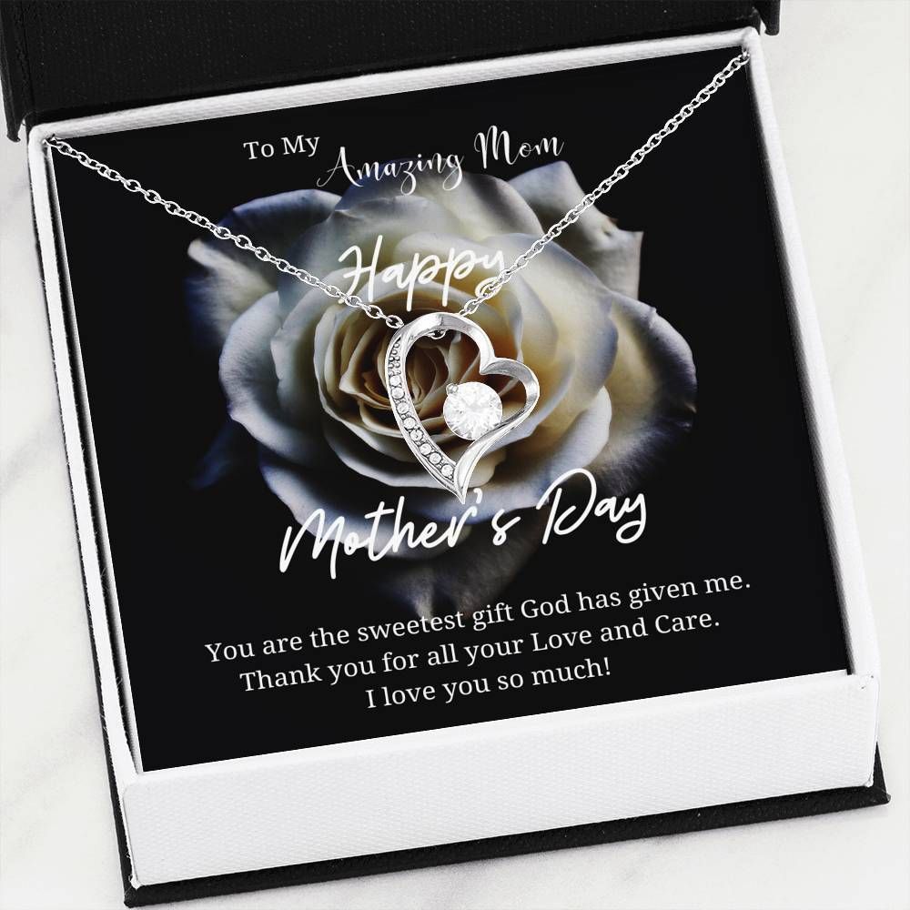 Thank For All You Do White Rose Forever Love Necklace For Mom