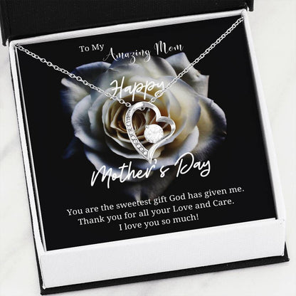 Thank For All You Do White Rose Forever Love Necklace For Mom