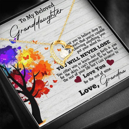 To My Beloved Granddaughter You Will Never Lose Forever Love Necklace