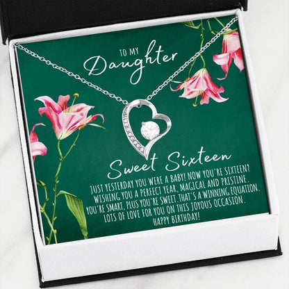 To My Daughter Cheer For Sweet Sixteen Forever Love Necklace