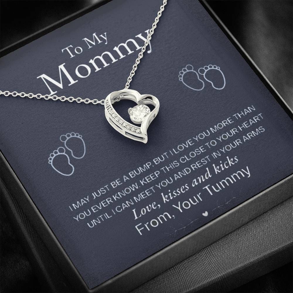 Gift For Mom From Your Tummy Love Kisses And Kicks Forever Love Necklace