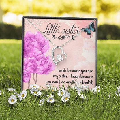 To My Little Sister I Laugh Because You Purple Flowers Forever Love Necklace