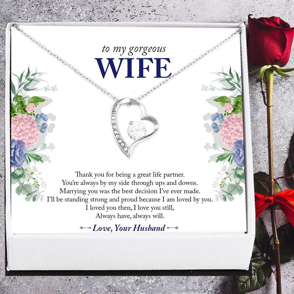 To My Wife Thank For Being My Life Partner Forever Love Necklace Gift For Her