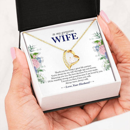 To My Wife Thank For Being My Life Partner Forever Love Necklace Gift For Her