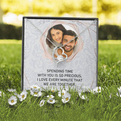 Spending Time With You Custom Photo Forever Love Necklace With Message Card Gift For Wife