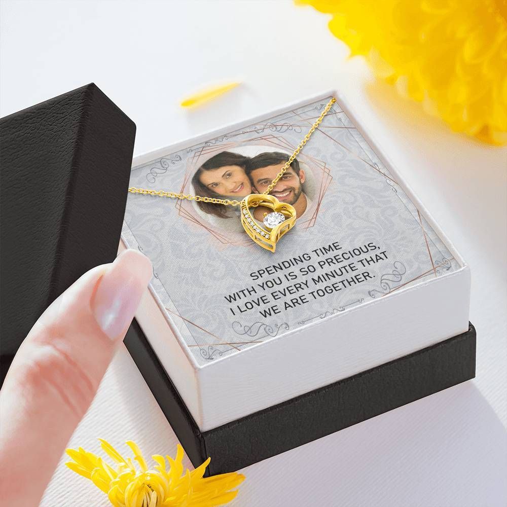 Spending Time With You Custom Photo Forever Love Necklace With Message Card Gift For Wife