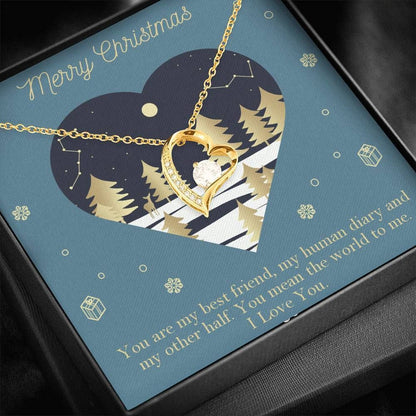 Merry Christmas You Mean The World To Me Forever Love Necklace Gift For Her