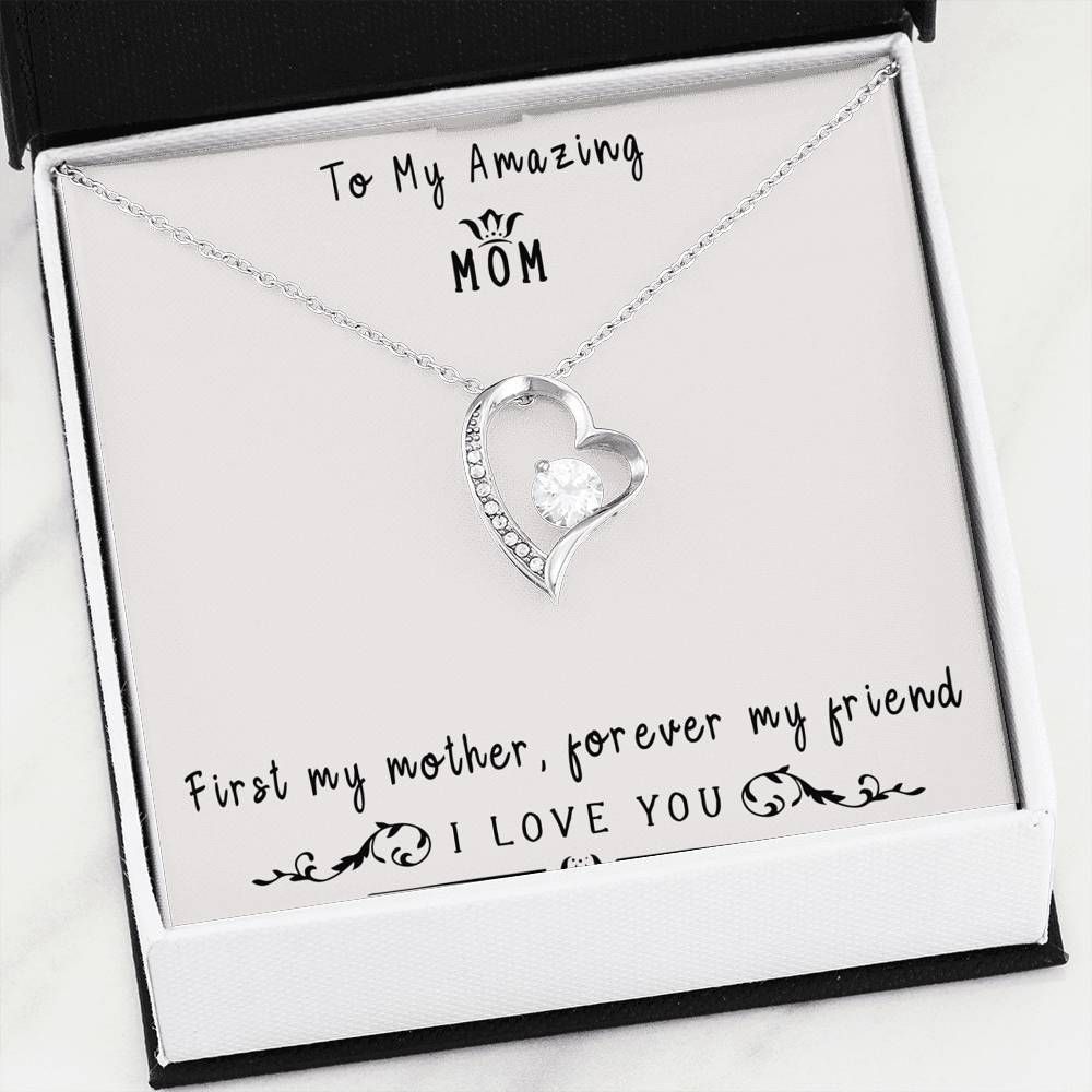 First My Mother 14K White Gold Forever Love Necklace Gift For Women