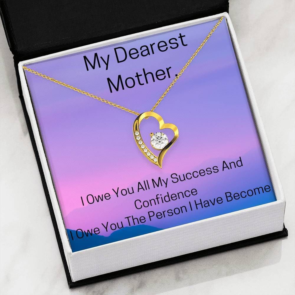 I Owe You All My Success And Confidence Gift For Mom 14k White Gold Forever Love Necklace