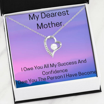 I Owe You All My Success And Confidence Gift For Mom 14k White Gold Forever Love Necklace