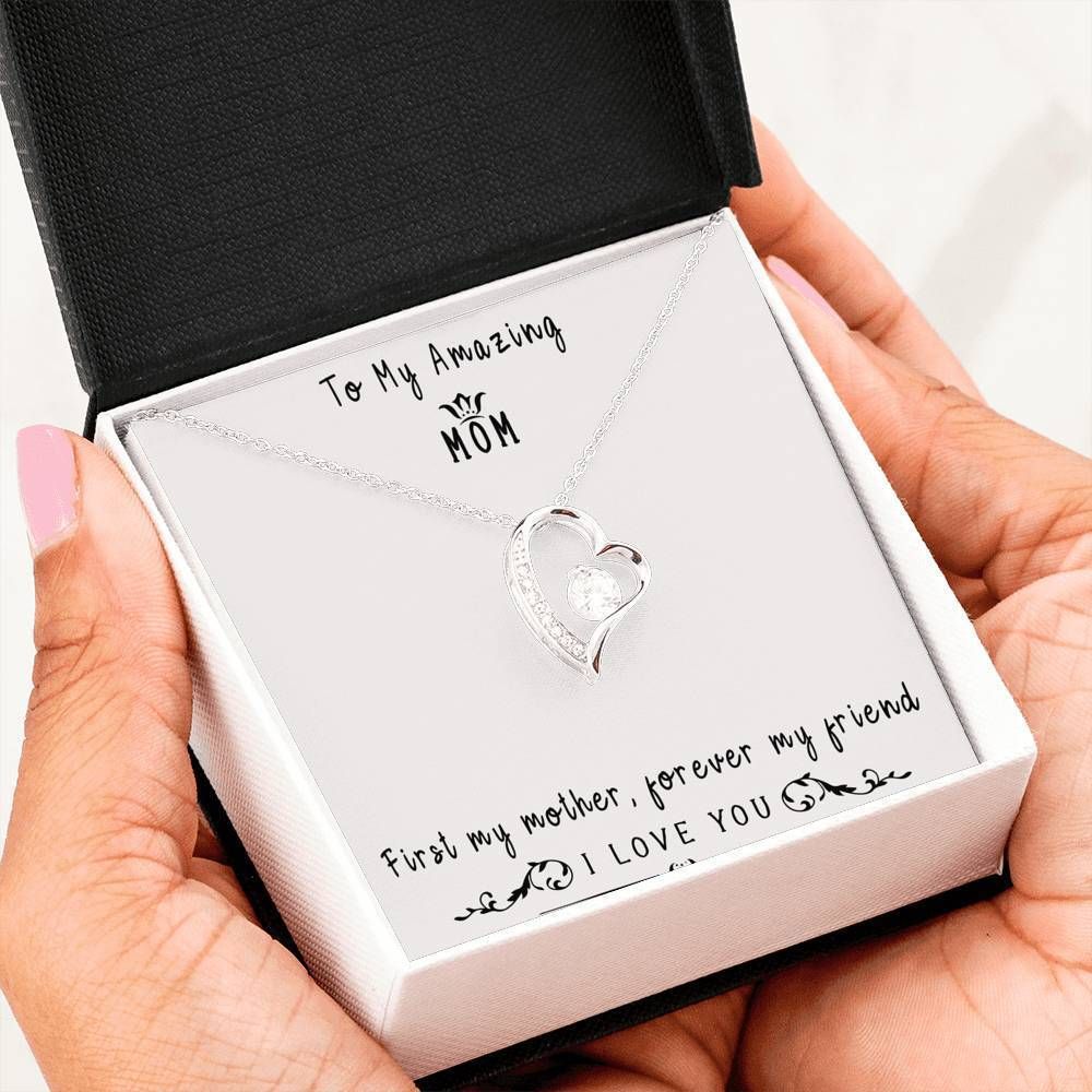 First My Mother 14K White Gold Forever Love Necklace Gift For Women