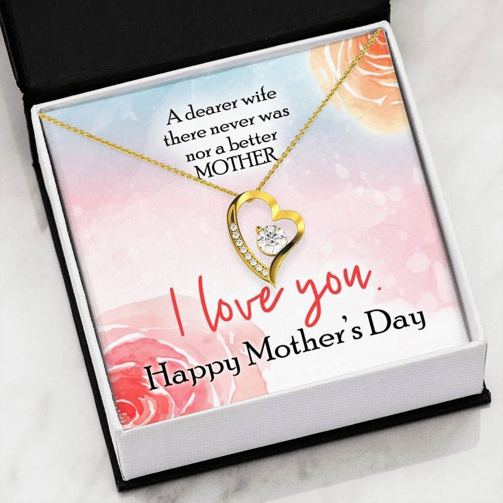 I Love You 14K White Gold Forever Love Necklace Gift For Mom