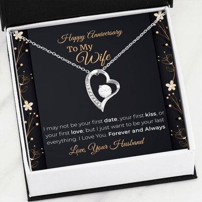 I Love You Forever And Always 14K White Gold Forever Love Necklace Gift For Wife