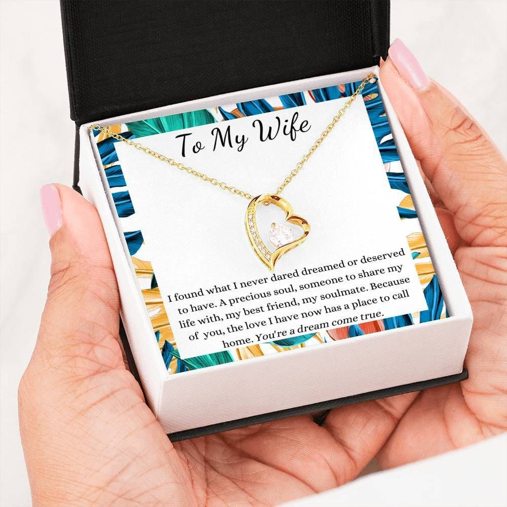 Gift For Wife You're A Dream Come True 14K White Gold Forever Love Necklace