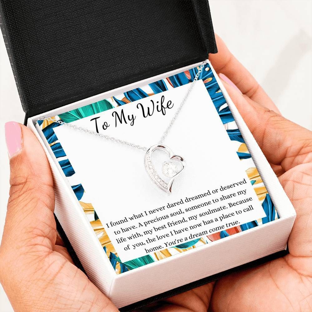 Gift For Wife You're A Dream Come True 14K White Gold Forever Love Necklace