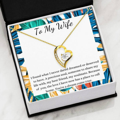 Gift For Wife You're A Dream Come True 14K White Gold Forever Love Necklace