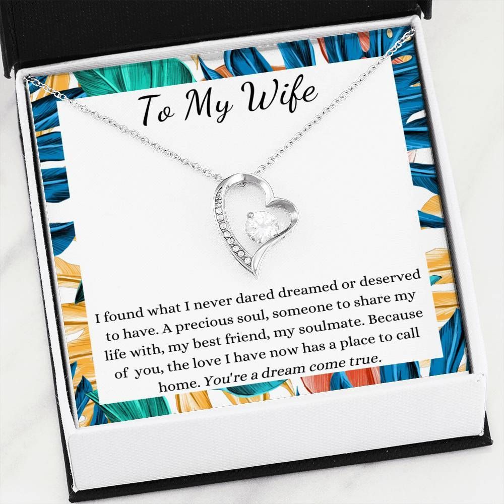 Gift For Wife You're A Dream Come True 14K White Gold Forever Love Necklace