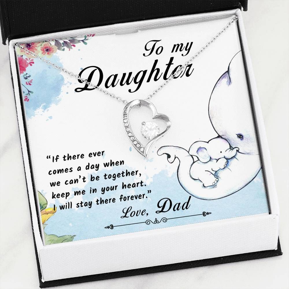 Elephant Gift For Daughter I Will Stay There Forever 14K White Gold Forever Love Necklace